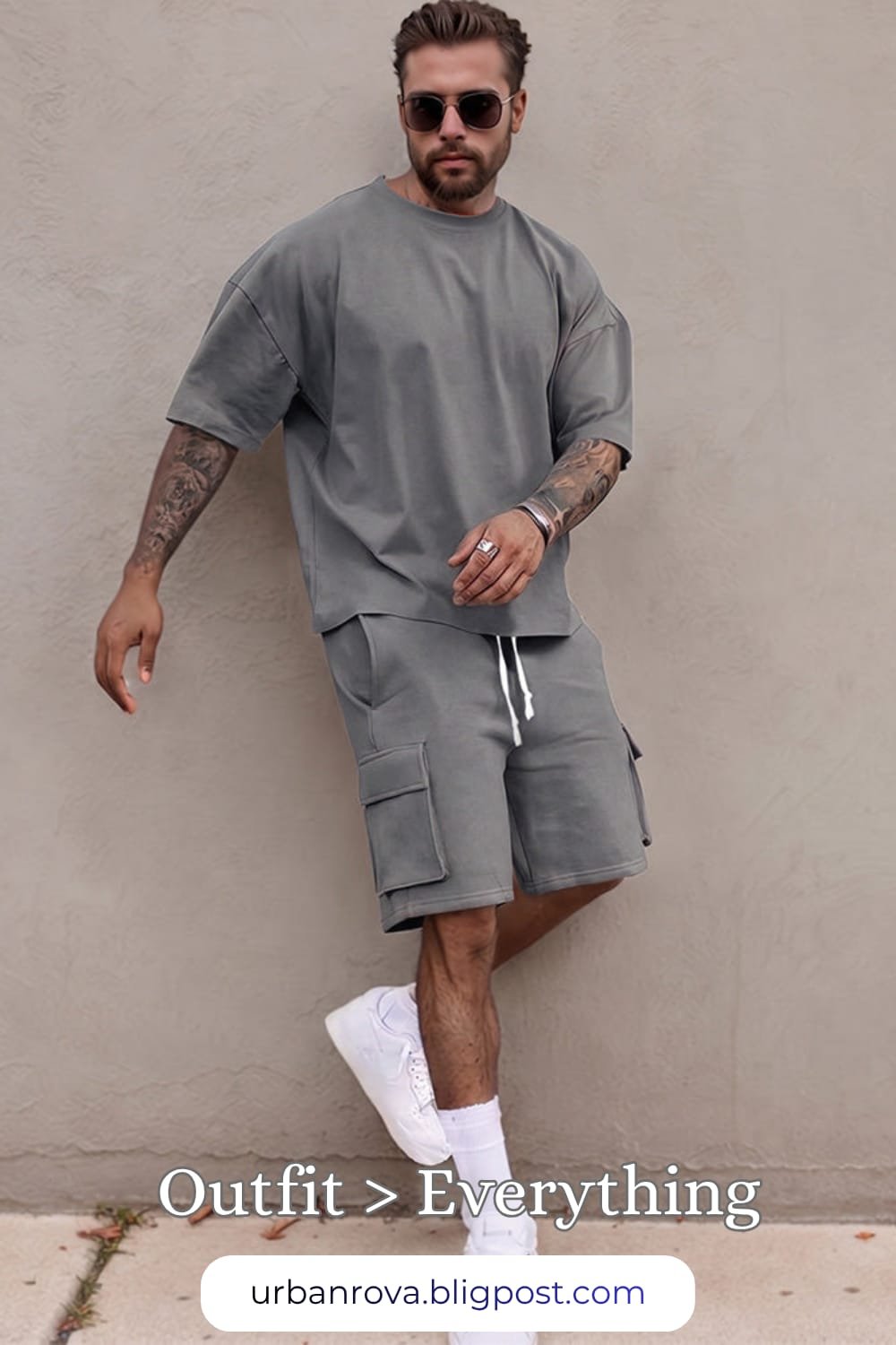 COOFANDY Athleisure Breathable 2-Piece Set – Summer 2026 Style A man wearing a comfortable COOFANDY athleisure shirt and shorts set for a modern, active summer smart casual look.