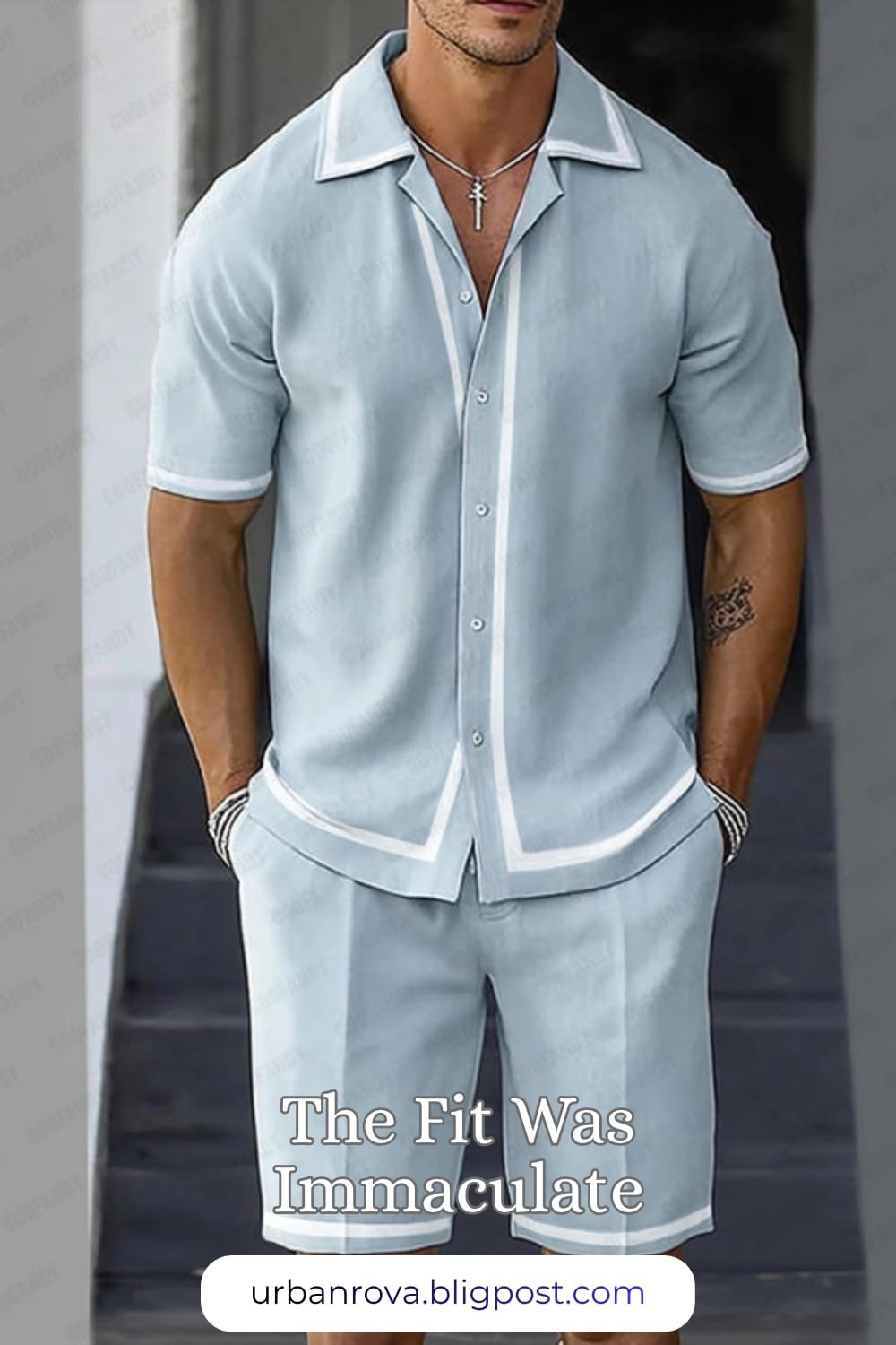 COOFANDY Versatile Comfort Fit Shirt & Shorts Set – Summer 2026 Style A man wearing a COOFANDY versatile comfort-fit shirt and matching shorts for a clean, summer smart casual outfit.
