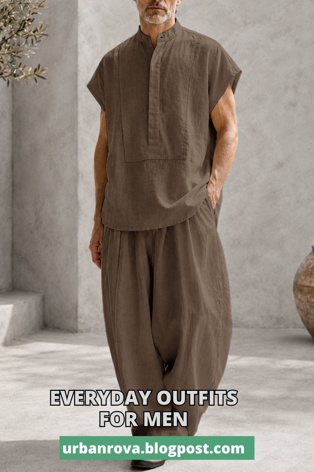 Men's Cotton Tank Top and Baggy Pants Co-ord Set Men's effortless 100% cotton tank top and baggy pants matching set for summer