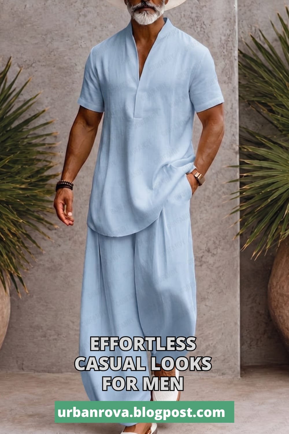Relaxed cotton matching set for men Men’s minimalist relaxed fit cotton co-ord set for summer style