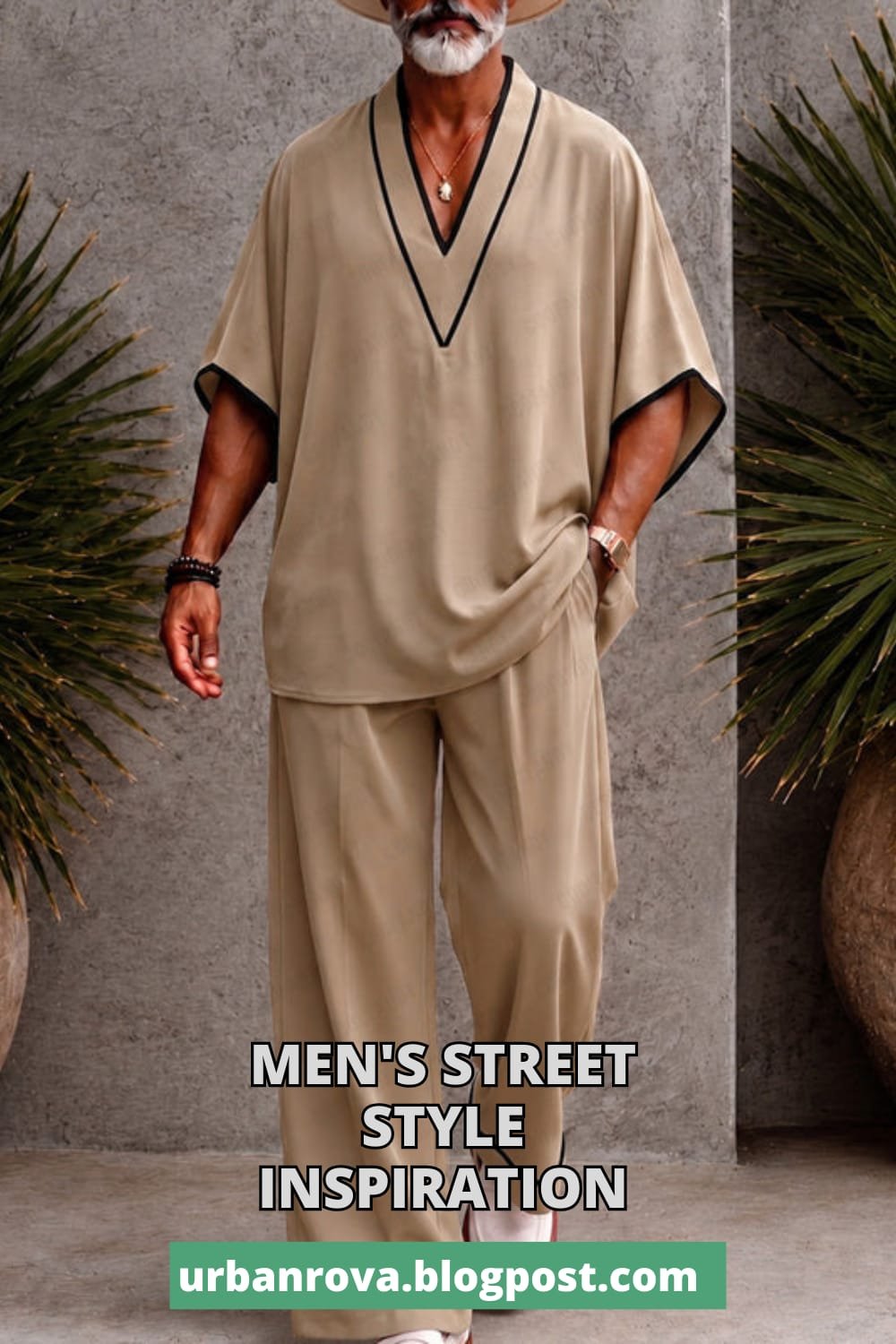 Ultra-Soft Loose Batwing Two-Piece Set Men’s ultra-soft loose batwing sleeve two-piece set for summer Image Title: Men’s loose fit batwing co-ord set