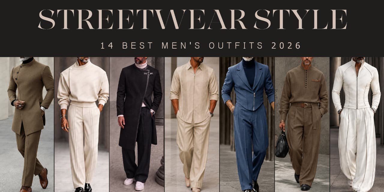 A stylish fashion model showcasing modern men's streetwear style trends and co-ord outfits for 2026.